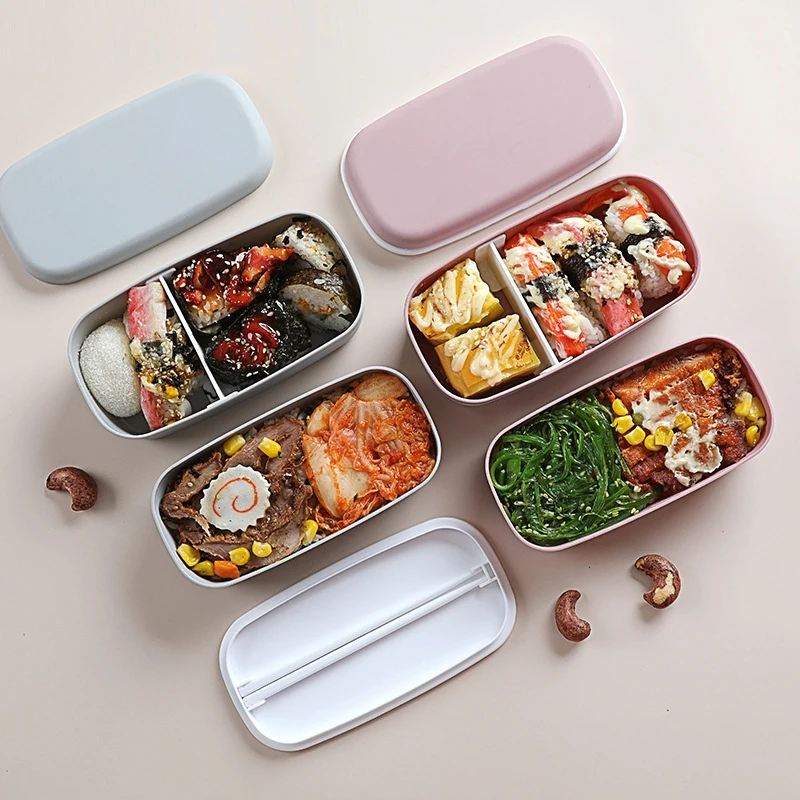 Bento Box Two Tier - Yeni taşınabilir sızdırmaz gıda çift katmanlı
