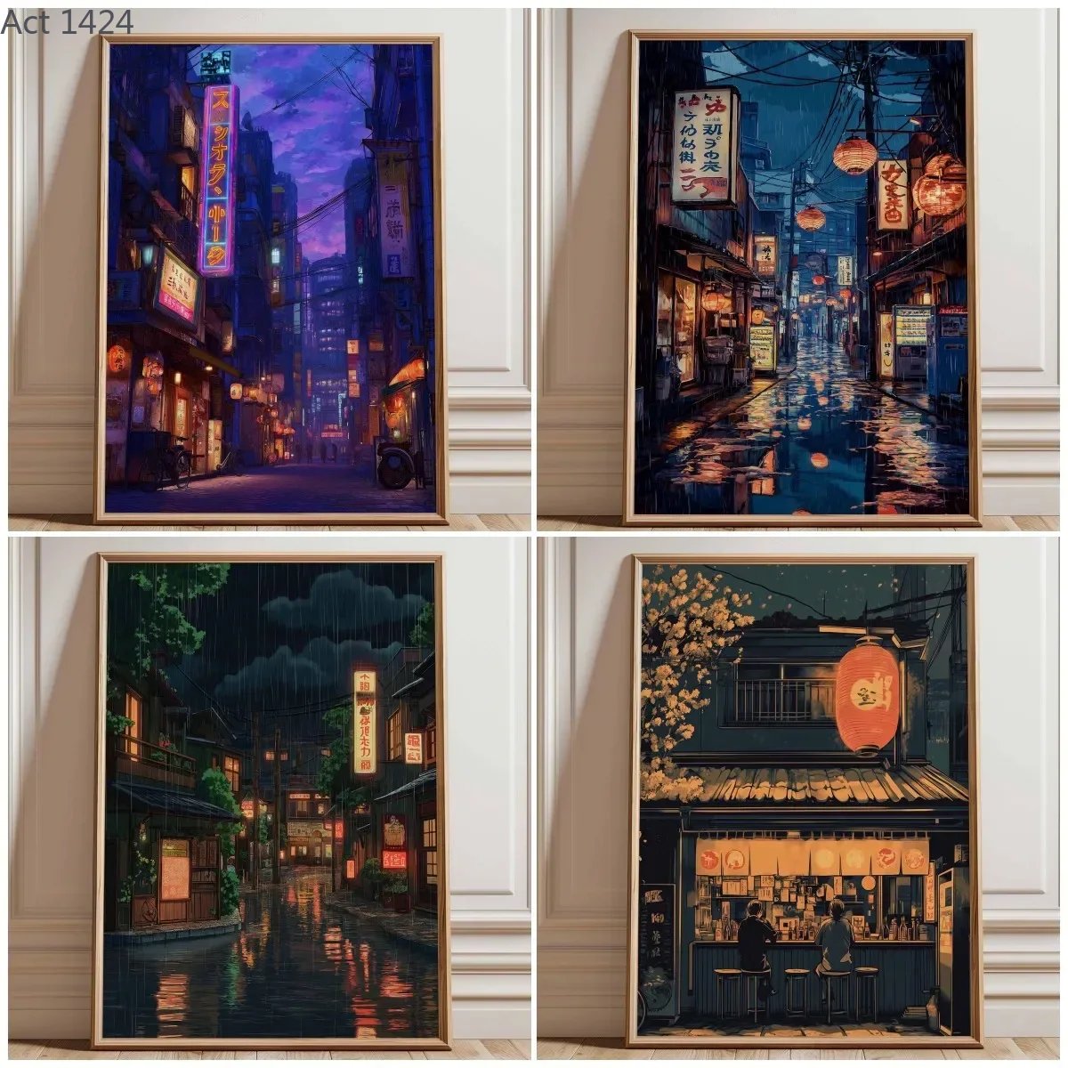 Japanese Lifestyle Anime - Neon Tokyo Sokak Posteri Baskısı, Siberpunk